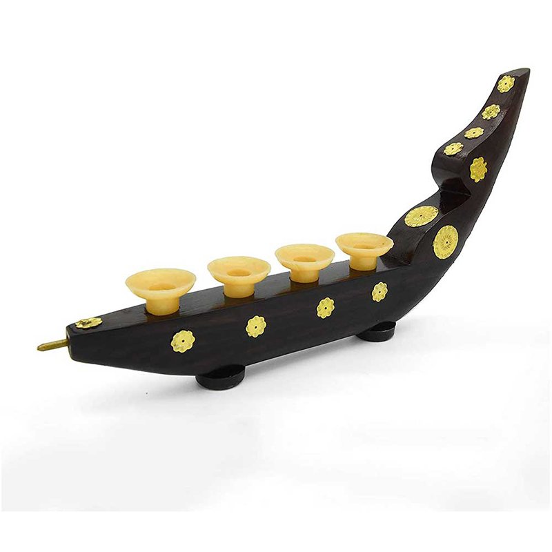 Traditional Kerala Chundan Boat Miniature with Pen Holder, 4 Holder