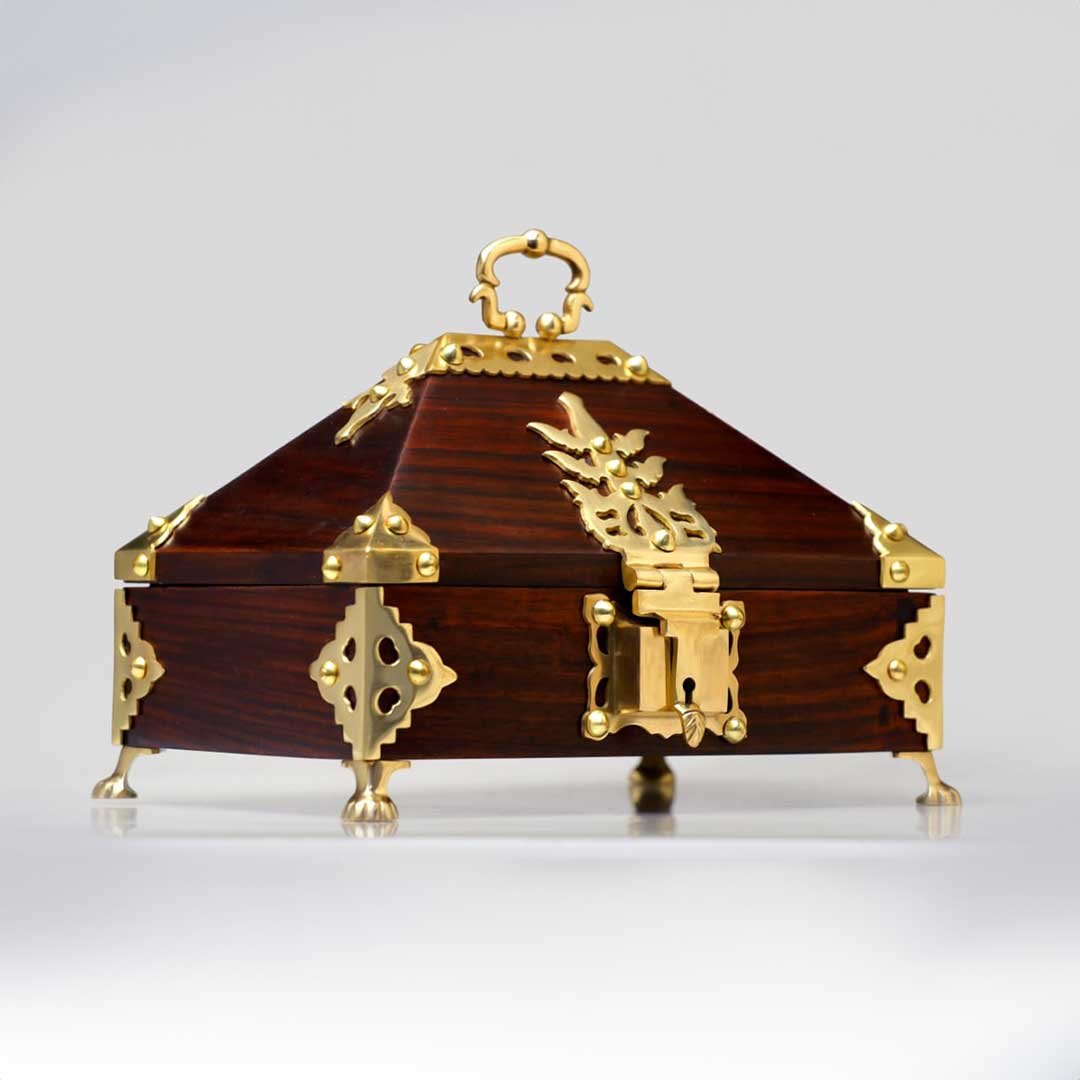 Nettoor Petti (Medium) | Rosewood Amadapetti Jewel Box | Traditional Handcrafted Kerala Wooden Box
