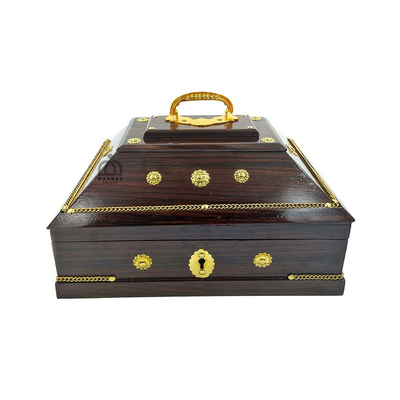 Handmade Kerala Traditional Rectangular Jewel Box Without lock – Elegant Wooden Jewelry Storage - Big