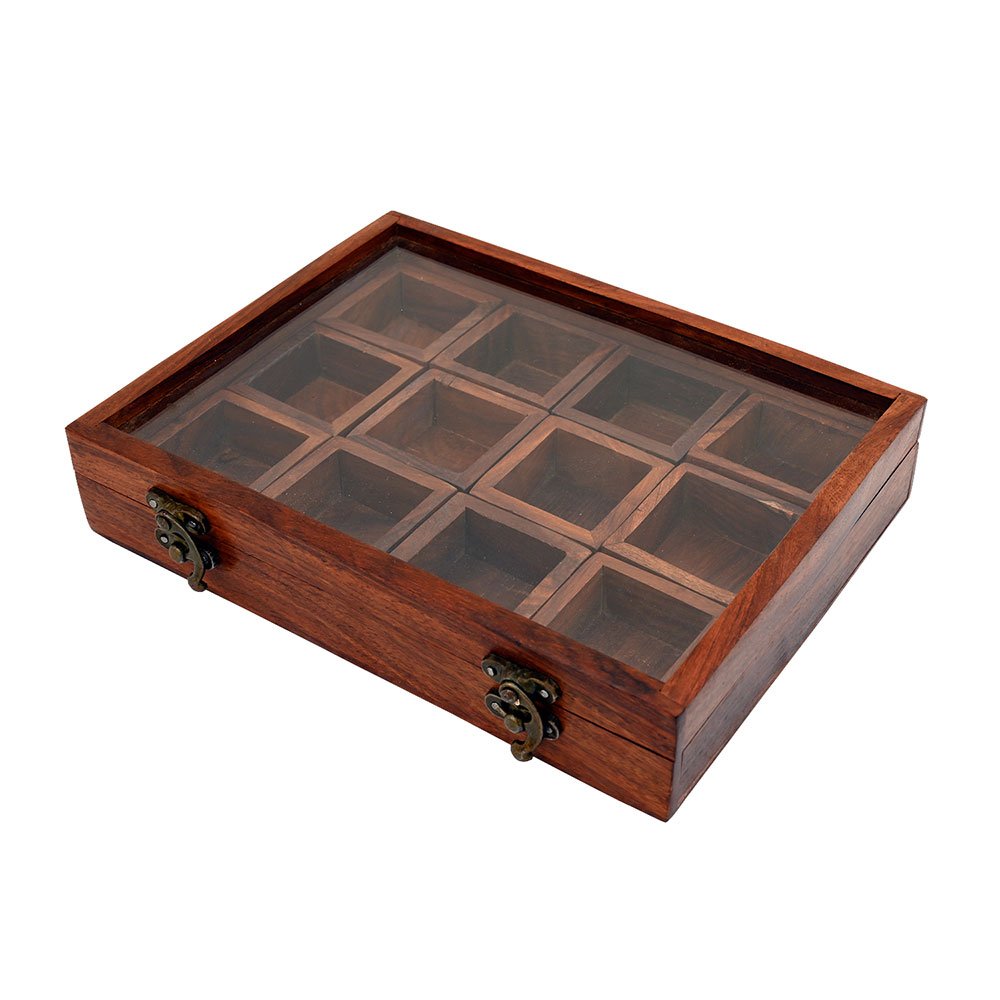 Mannar Craft Wooden Spice Masala Box with Dry Fruits