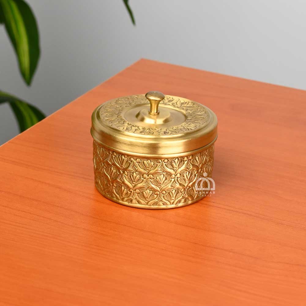 Exquisite Antique Brass Jewelry Box / Nakshi Storage – Vintage-Inspired Brass Jewellery / snacks or spices box