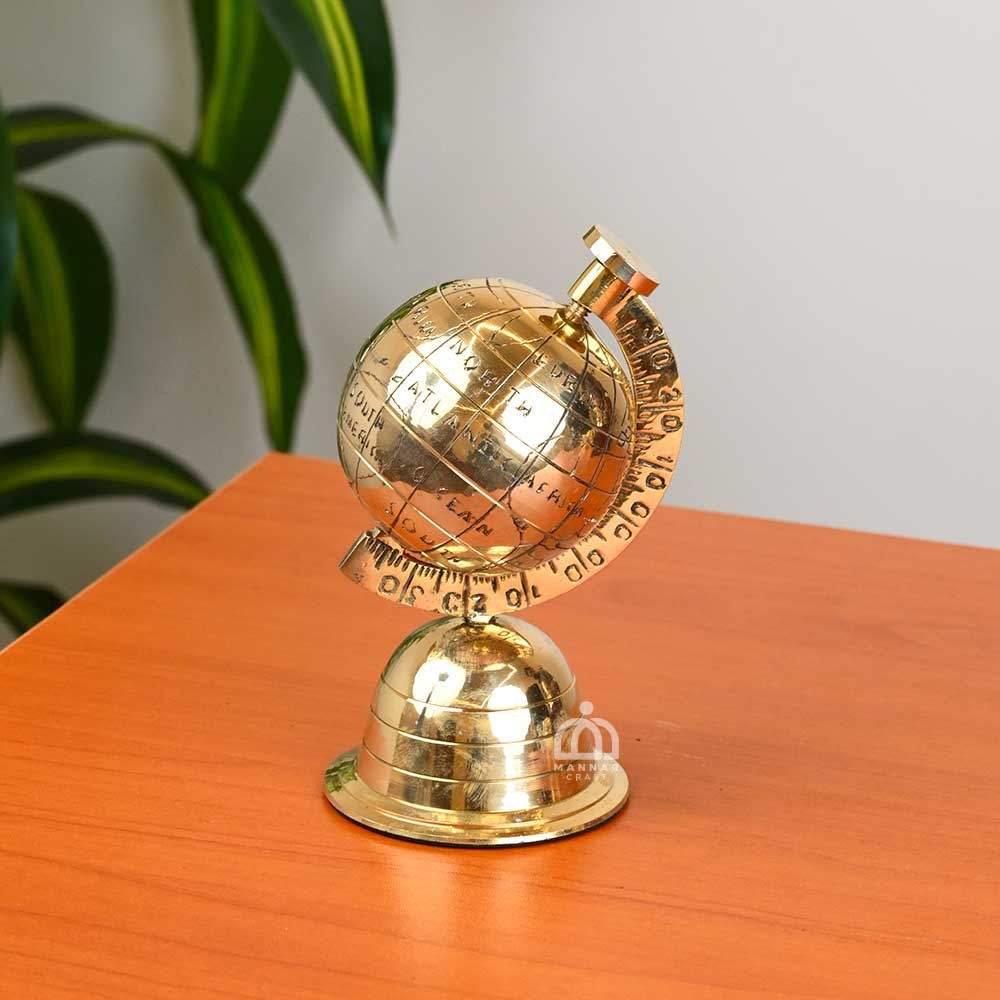 Brass Decorative Globe for Home, Living Room, School, College, Office Table Decor | Showpiece & Gift