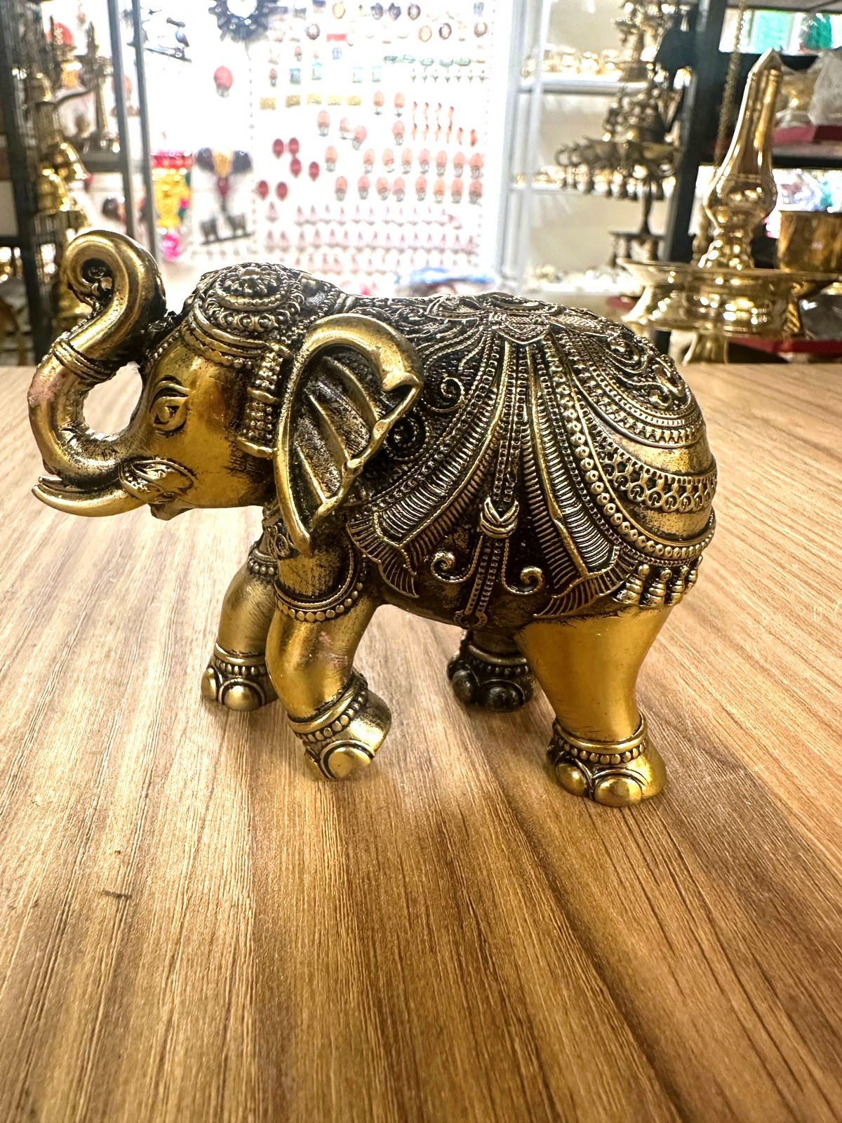 Casted Brass Lightweight Statue – Large Elephant Figurine | Traditional Home Decor & Gift - Model 2