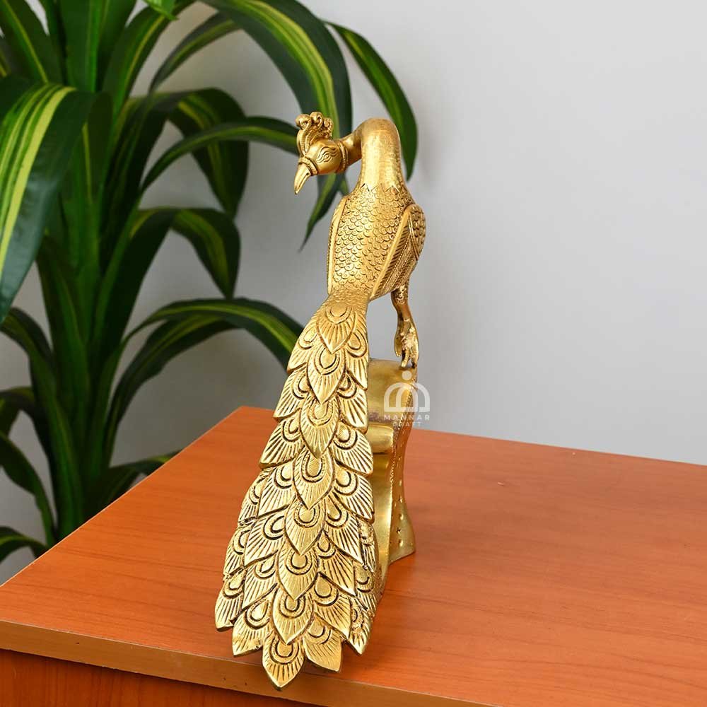 Brass Peacock Figurine | Elegant Handcrafted Home Decoration & Gift Item - Model 4