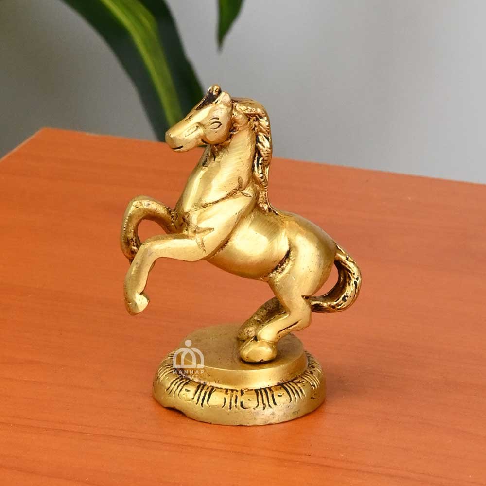 Brass Horse Stand – Handcrafted Brass Horse Figurines | Mannar Craft Home Decor & Gift