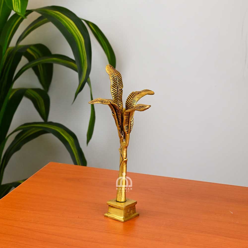 Brass Banana Tree Stand – Handcrafted Brass Decorative Tree Figurine