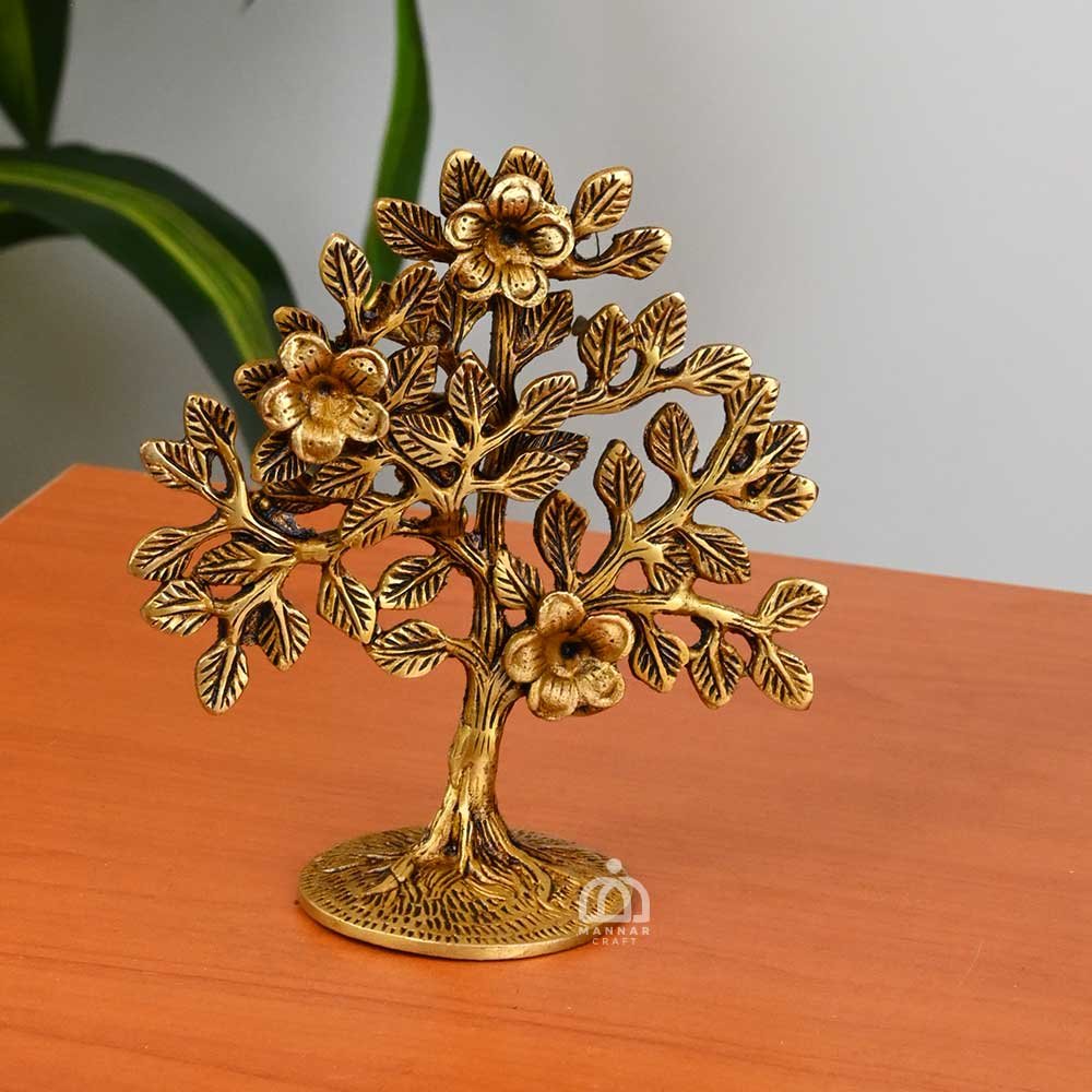 Brass Kalpavriksha Large – Handcrafted Wish-Fulfilling Tree Figurine | Mannar Craft Brass Pooja & Home Décor