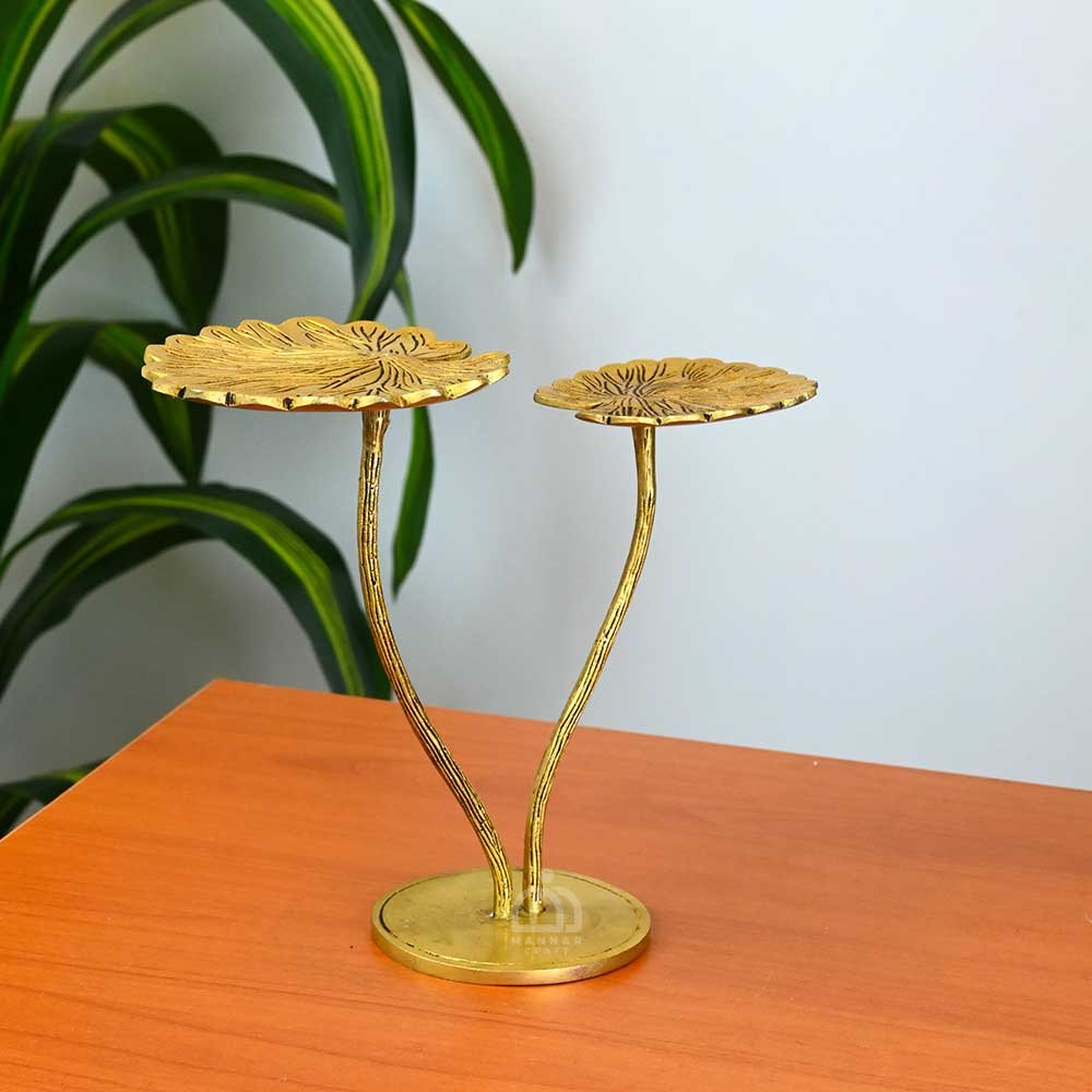 Brass Lotus Leaf Stand – Handcrafted Brass Decorative Stand | Mannar Craft Traditional Home & Pooja Decor