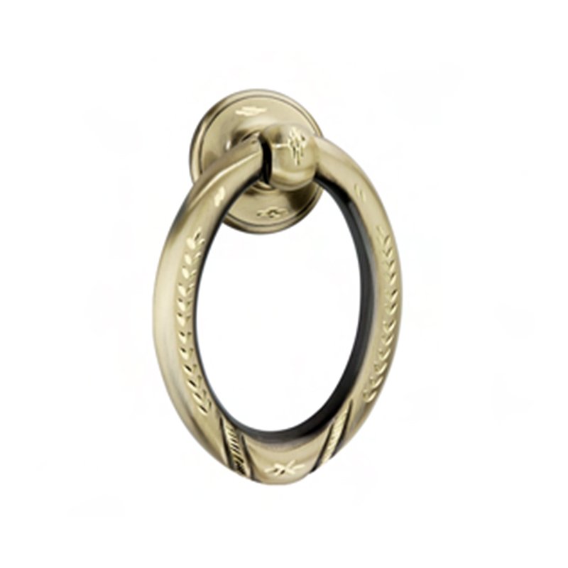 Brass Dome Door Oval Ring Puller with Antique Diamond Cut Finish 