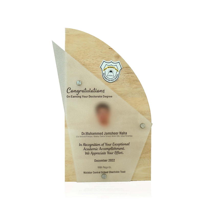 Mannar Craft Acrylic And Rubwood Customized Permium Mementos,10 X 15 Inches