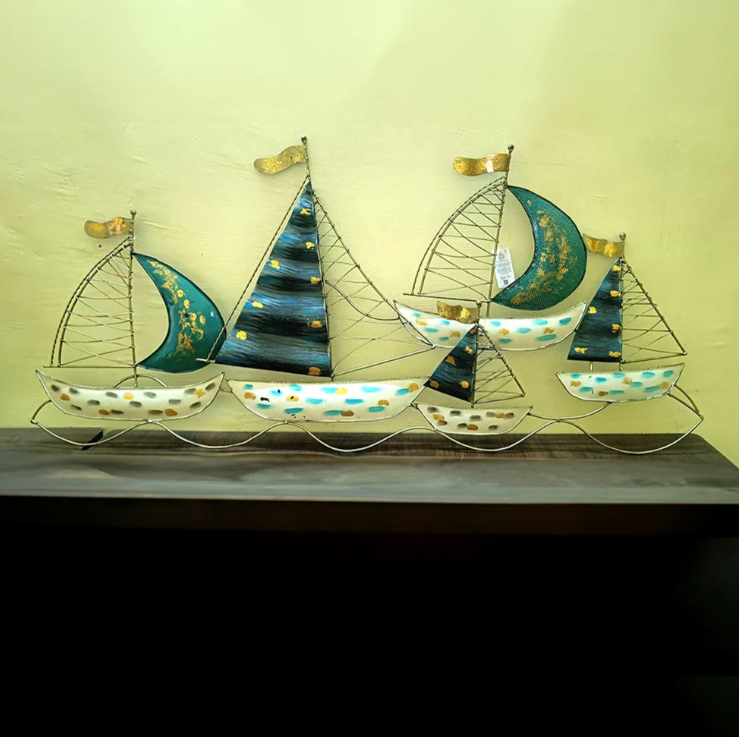 Iron Metal Handmade Decorative Boat Wall Art - Nautical Wall Hanging Decor