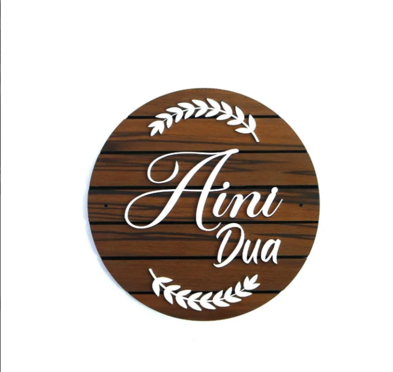 Mannar Craft Round Shape Acrylic House Name Board,12L X 5H Inches