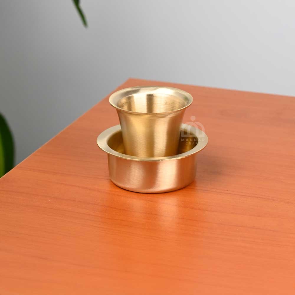 Premium Brass Tumbler & Davara Set – Matt Finish | Traditional South Indian Coffee Set