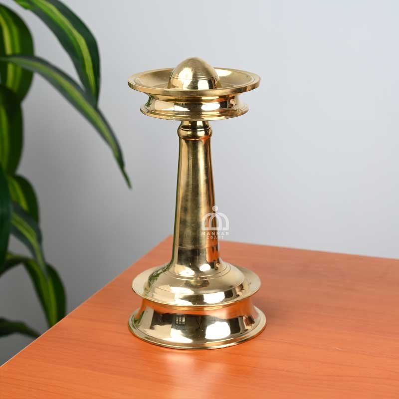 Handmade Brass Vilakku with Unique Mottu Design | Traditional Brass Oil Lamp for Temple & Home Pooja | 11.5 Inch Heavy Brass Deepam