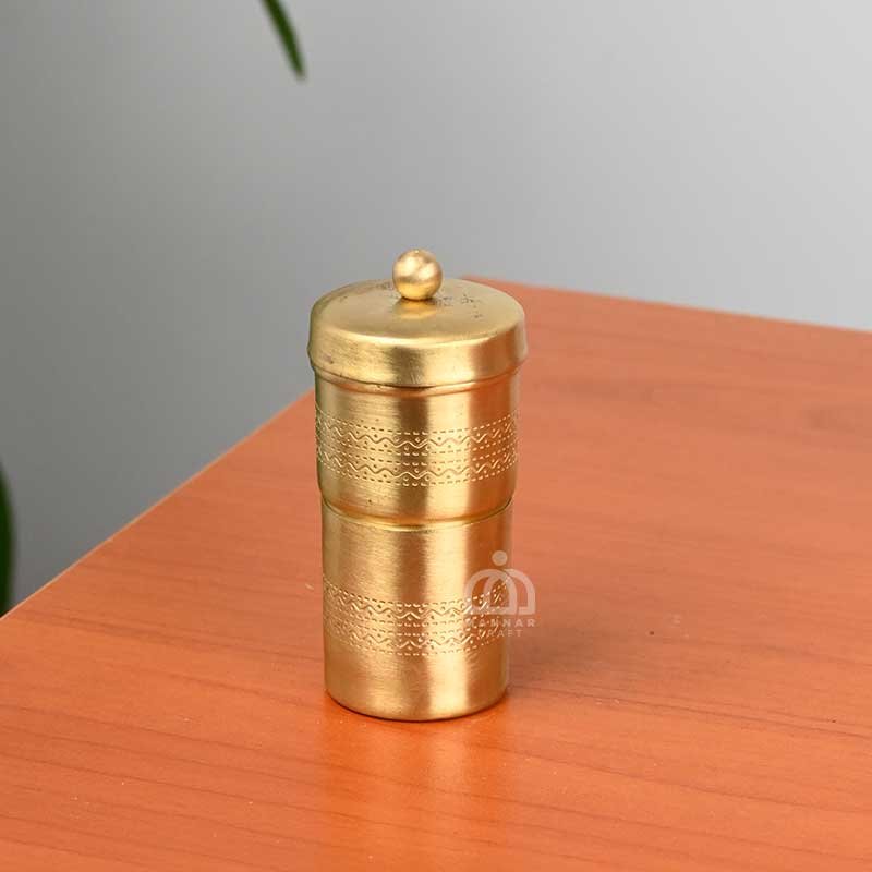 Premium Etched Brass Mini Coffee Filter (1 Cup) – Matt Finish Traditional South Indian Coffee Maker