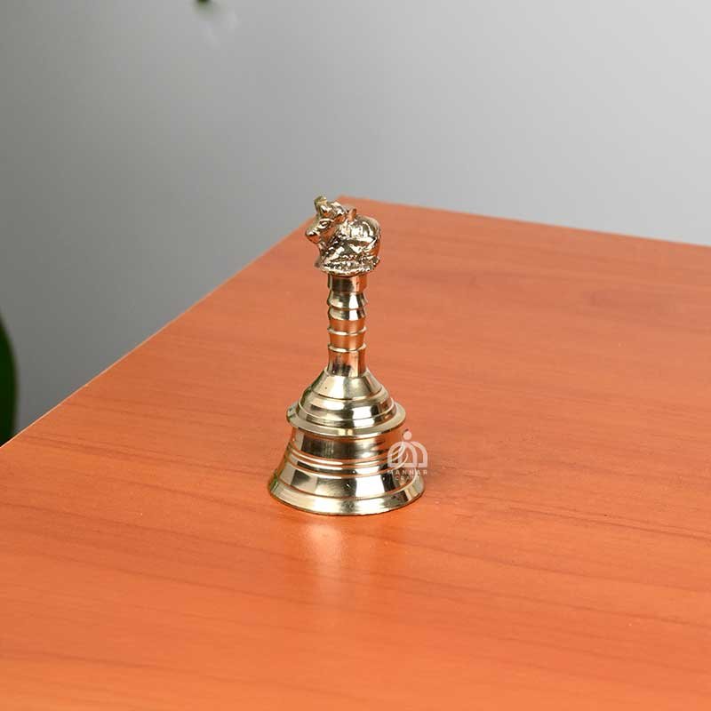Brass Nandhi Pooja Hand Bell, Artisan Crafted for Puja, Home Décoration and Gifting
