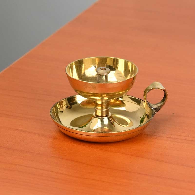 Brass Akhand Jyoti Diya with Handle | Traditional Eternal Oil Lamp for Pooja & Temple Use