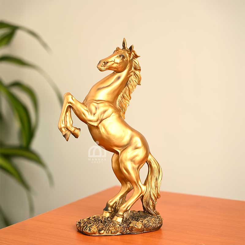 Gold Horse Statue – Premium Resin Showpiece for Home & Office
