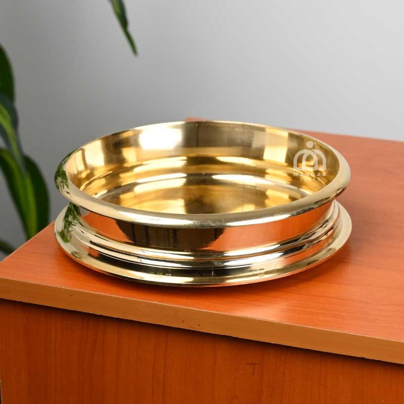 Polished Bronze Uruli with Flat Base – Traditional Handcrafted Cookware for Authentic Cooking