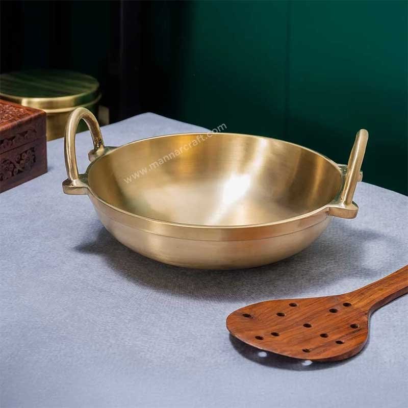 Handcrafted Bronze Cheenachatti - Kansa Kadai: Traditional Indian Cooking Vessel for Healthy Cooking