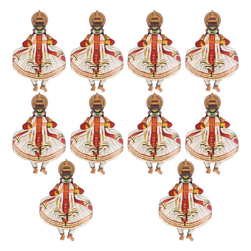Set of 10 Dancing Kathakali Printed MDF Fridge Magnets – 4 Inch Kerala Art Souvenir & Decorative Gift