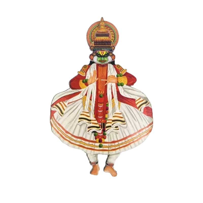 Dancing Printed Kathakali MDF Fridge Magnet – 4 Inch | Handcrafted Kerala Souvenir