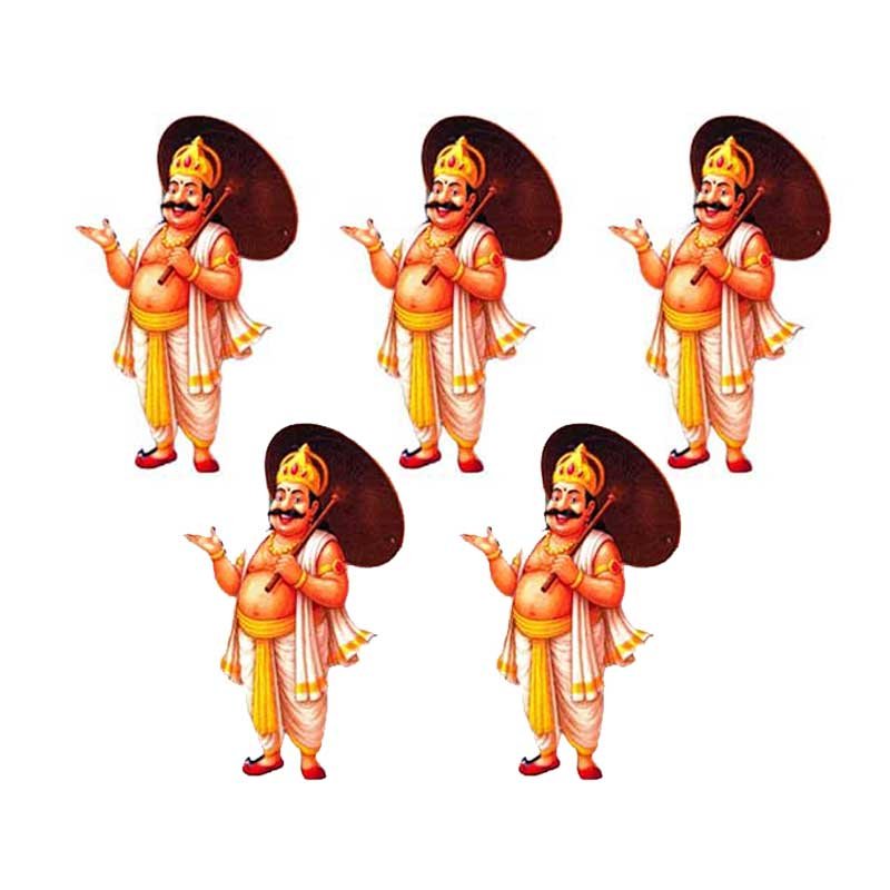 Set of 5 Kerala Art Fridge Magnets – Printed Mahabali, Dancing Kathakali, Kathakali Face, Half Kathakali & Sadhya on MDF 