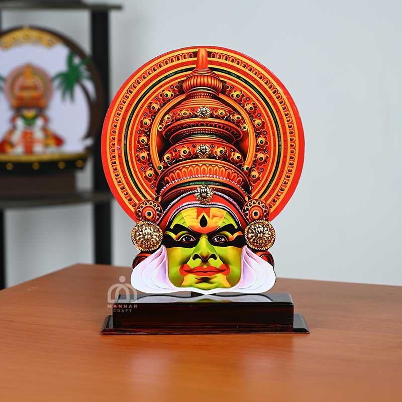  Printed Kathakali Face On Stand - MDF Table Decor - Model 2