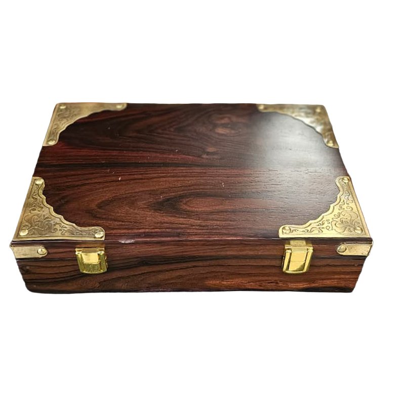 Rosewood Plain  Jewellery Box With Brass Fittings – Handcrafted Wooden Storage & Gift Box