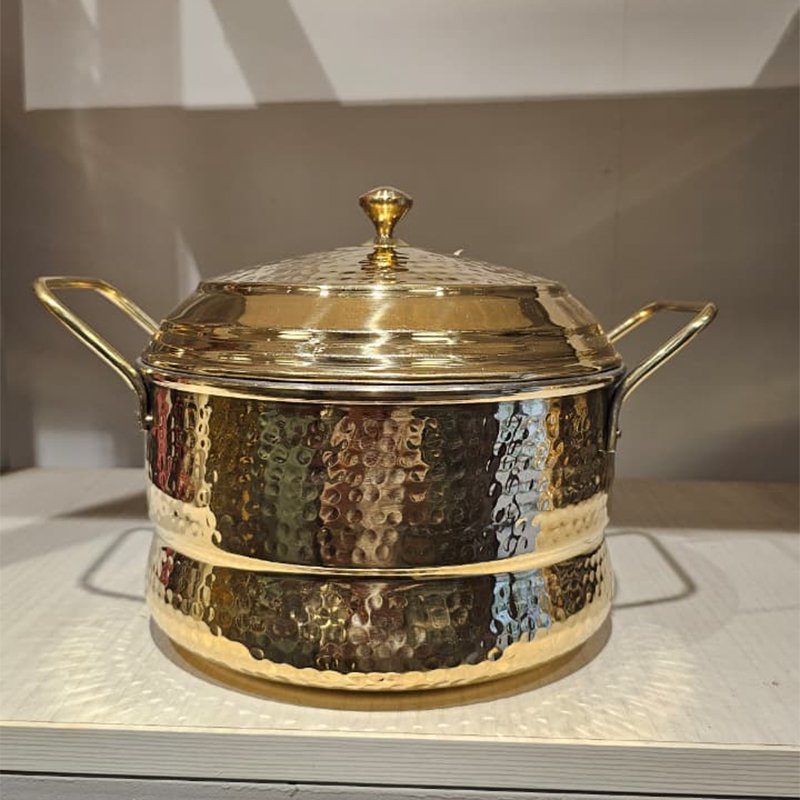 Mannar Craft Premium Brass Idli Steamer – 3kg | Traditional Brass Idli Cooker with Plates | Food-Safe & Durable