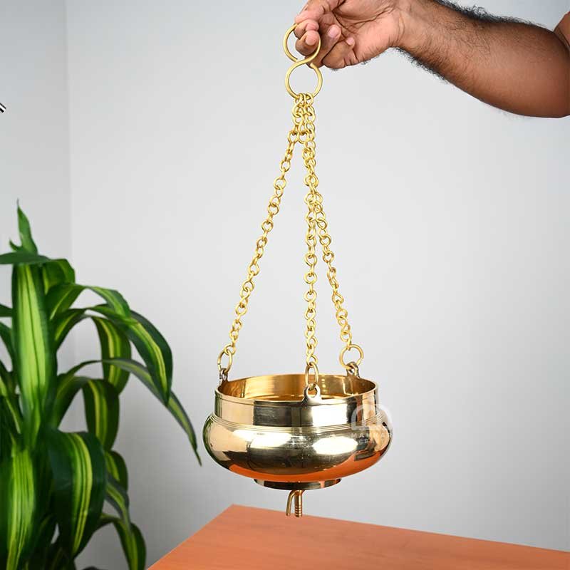 Handcrafted Brass Dhara Pot for Ayurveda Shirodhara Therapy – Traditional Design, Antique Finish