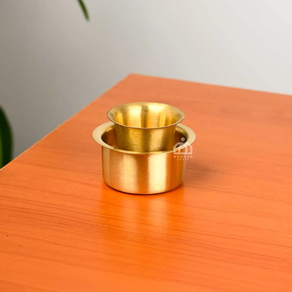 Premium Brass Tumbler & Davara Set – Matt Finish | Traditional South Indian Coffee Set