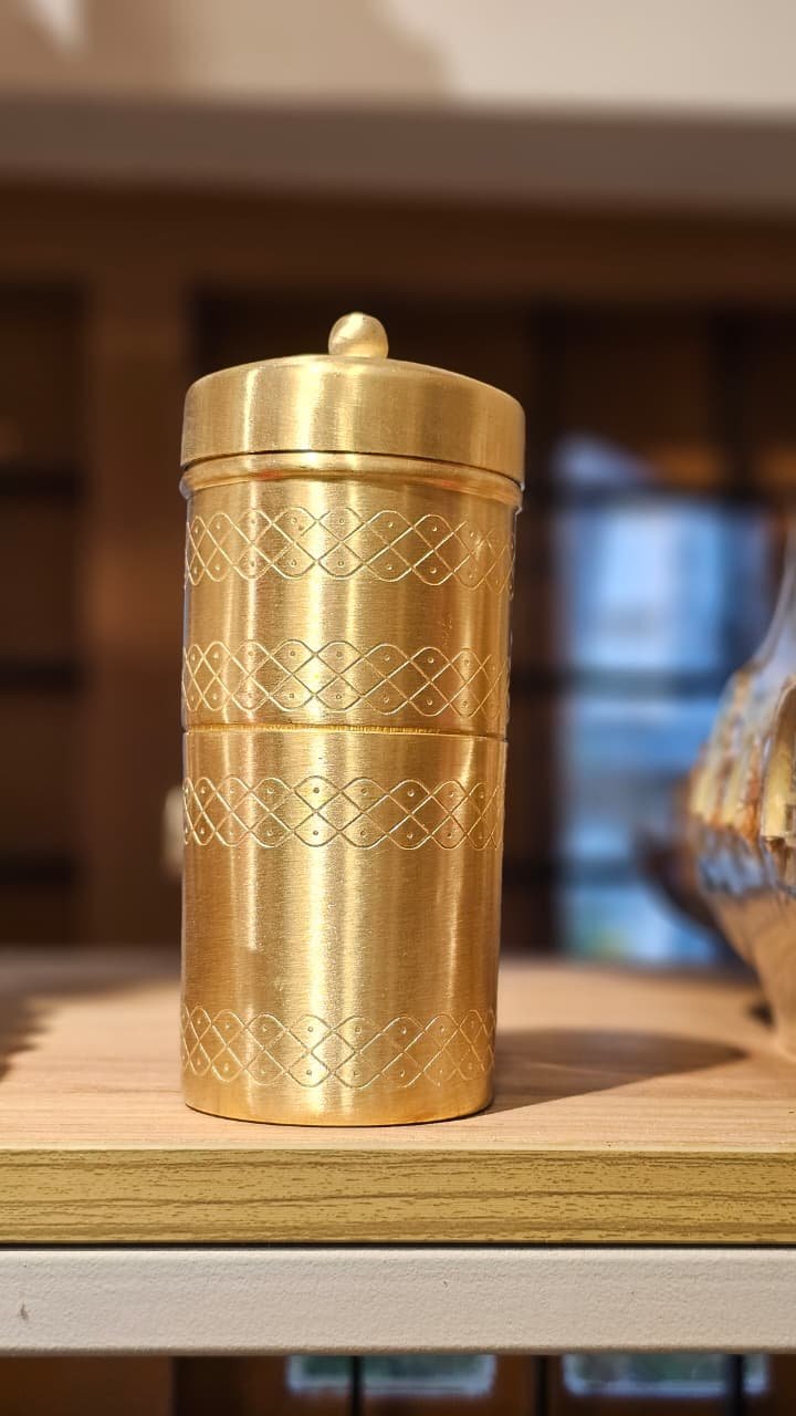 2 Cup Kolam Design Coffee Filter – Matte Finish Brass