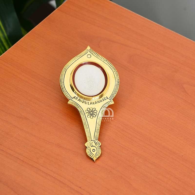 Valkannadi – Traditional Aranmula Kannadi with Handle | 2 Inch Handmade Metal Mirror