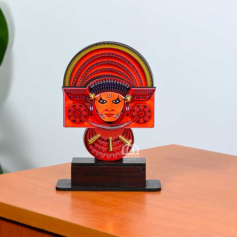 Theyyam Wooden Memento – Handcrafted Kerala Traditional Art Decor Showpiece | Indian Cultural Souvenir & Gift by Mannar Craft