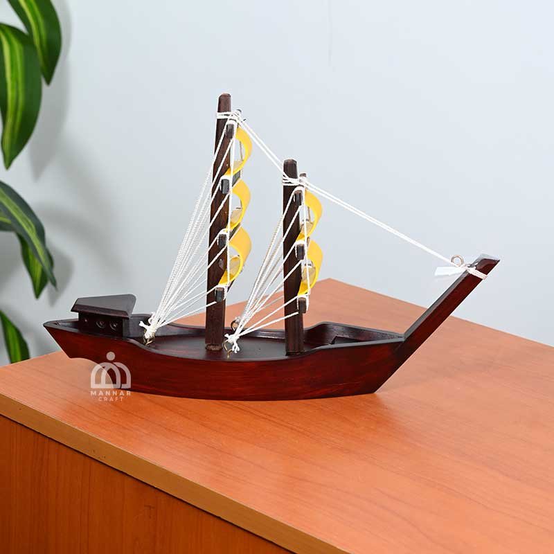 Kerala Antique Rosewood Ship Sailboat – Handcrafted Decorative Payakappal for Home, Office & Gifting 