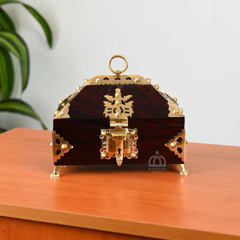 Nettoor Petti  | Rosewood Amadapetti Jewel Box | Handcrafted Kerala Wooden Treasure Box
