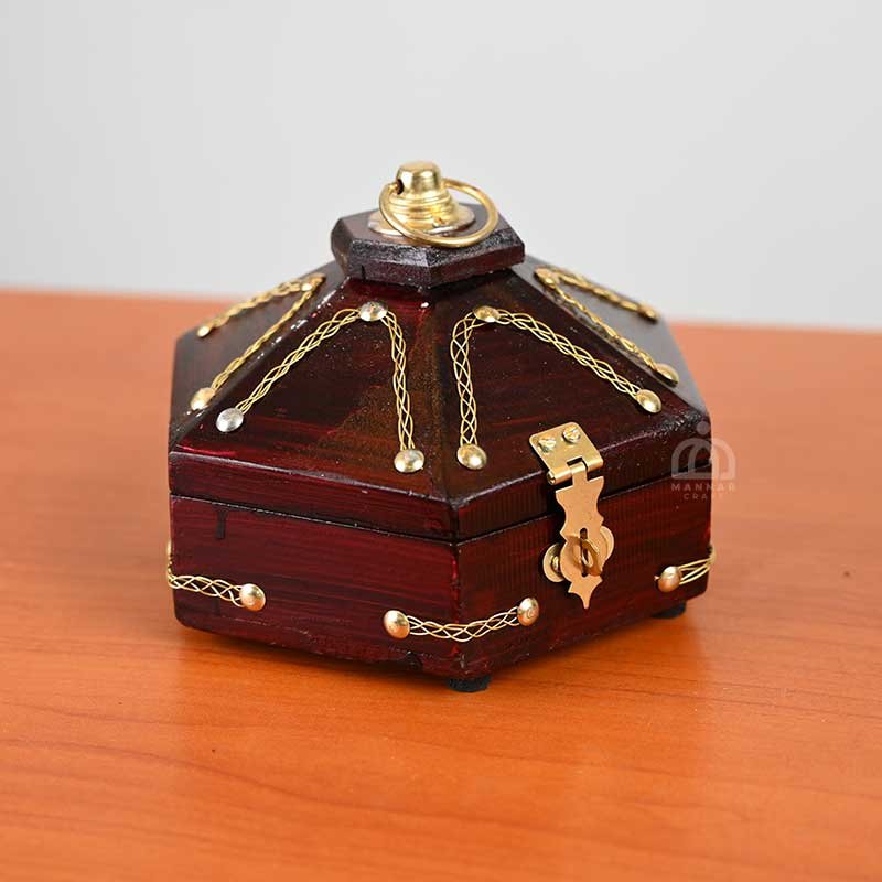 Hexagon Jewel Box | Handcrafted Wooden Jewelry Storage Box | Elegant Home Decor Gift