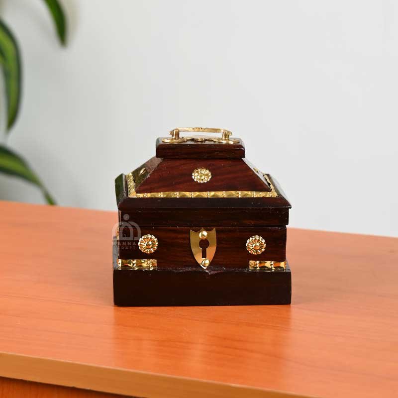 Handmade Kerala Traditional Rectangular Jewel Box with Lock – Elegant & Secure Storage