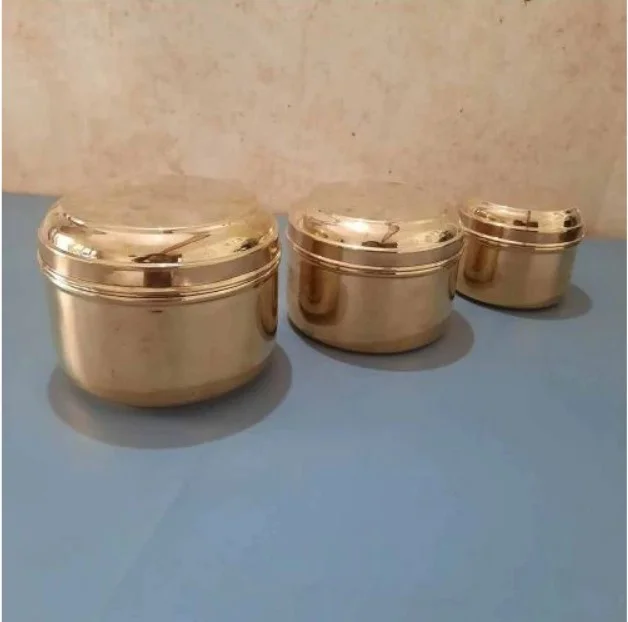 Brass Storage Tiffin Box – Premium Tin Coated Combo Set