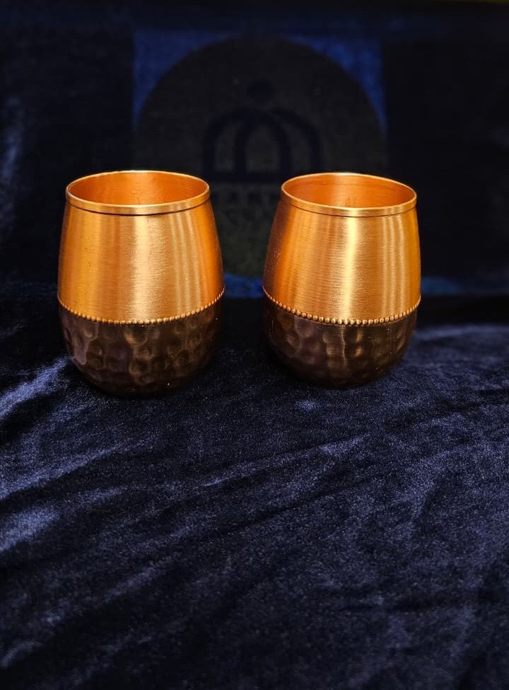 Copper Half Hammered Glass Set of 2 – Drinkware