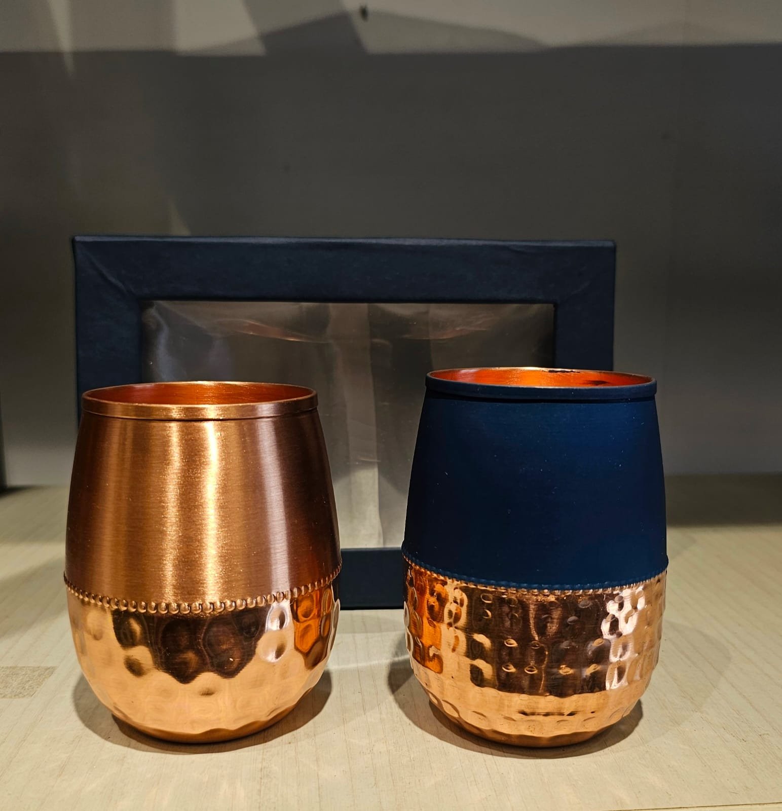 Copper Design Glass Combo – Silk & Hammered Set of 2
