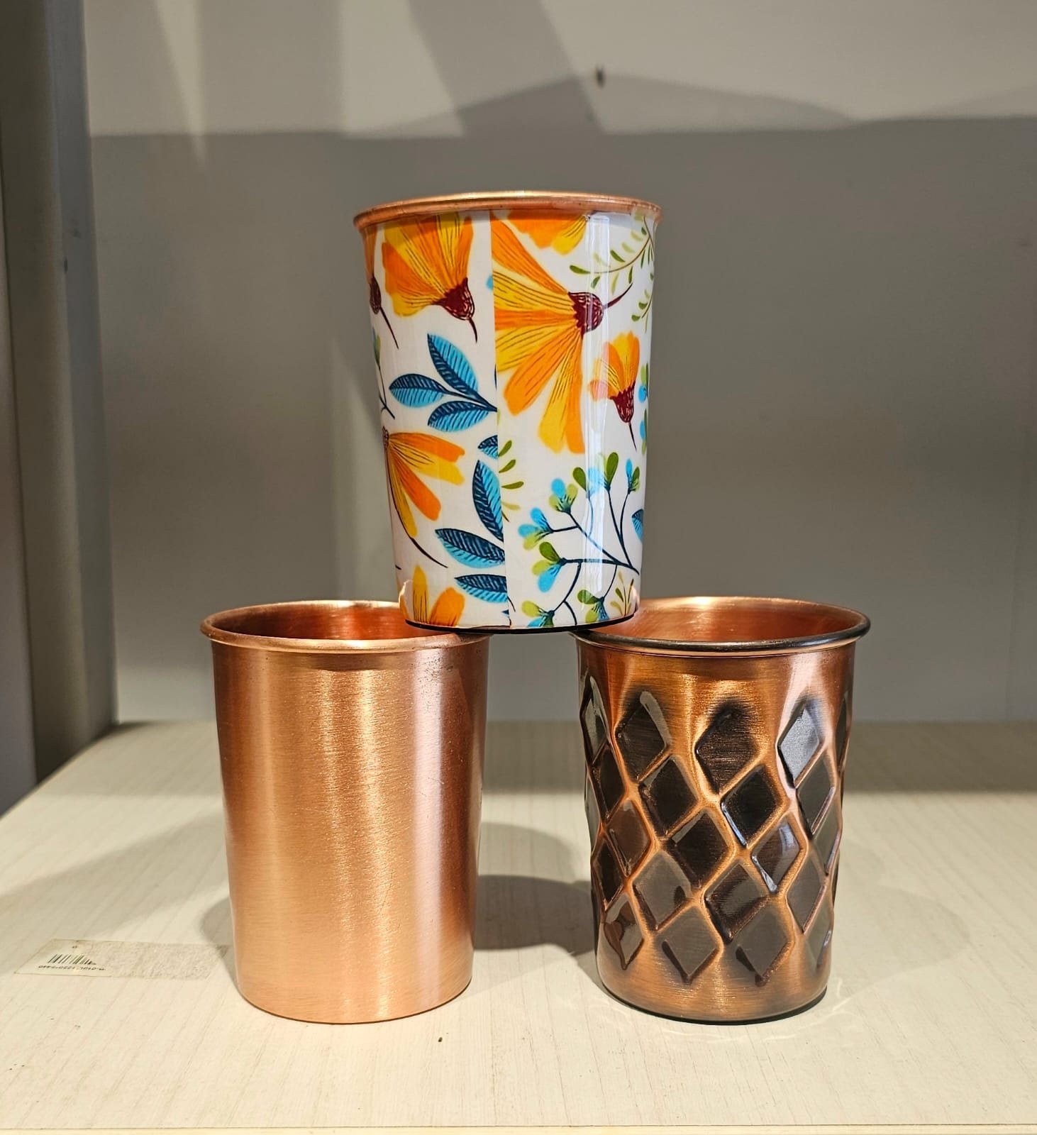 Copper Glass Set of 3 (120ml) – Matt, Antique & Floral