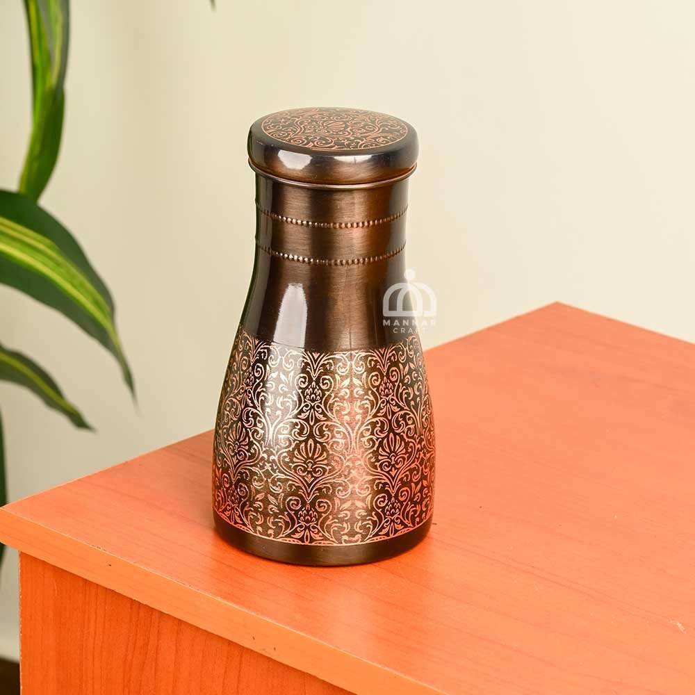 Antique Copper Sugar Pot – Hand Engraved Storage Jar