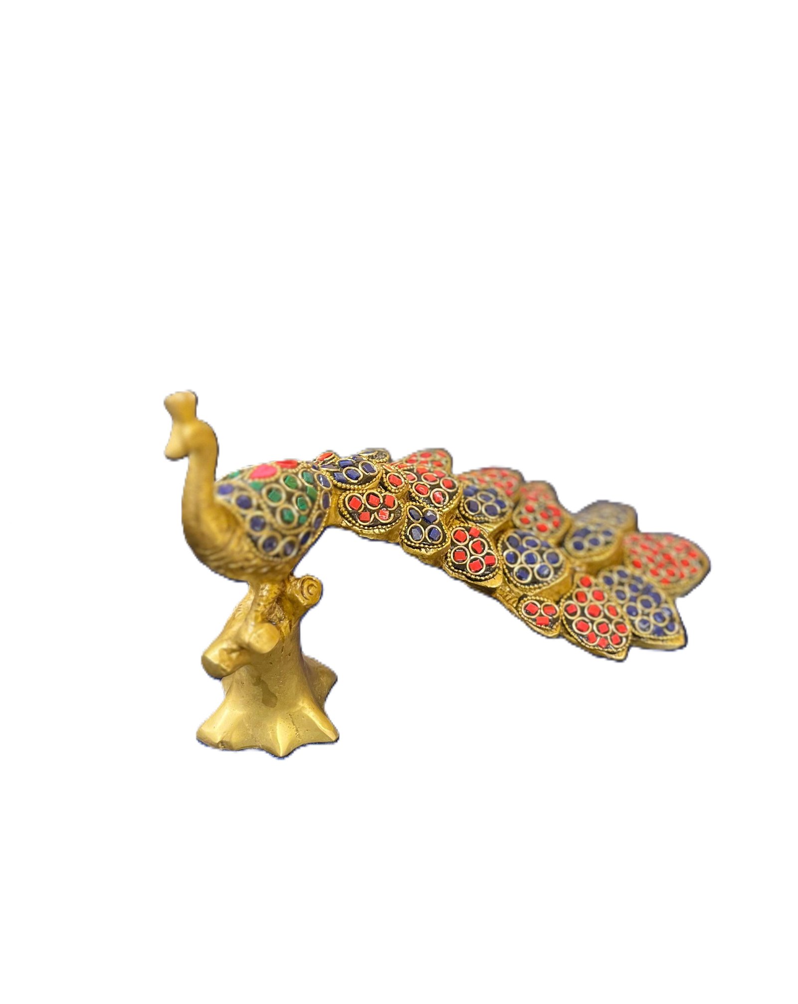 Pair of Brass Peacock Showpiece With Stones  – Traditional Decorative Brass Statue
