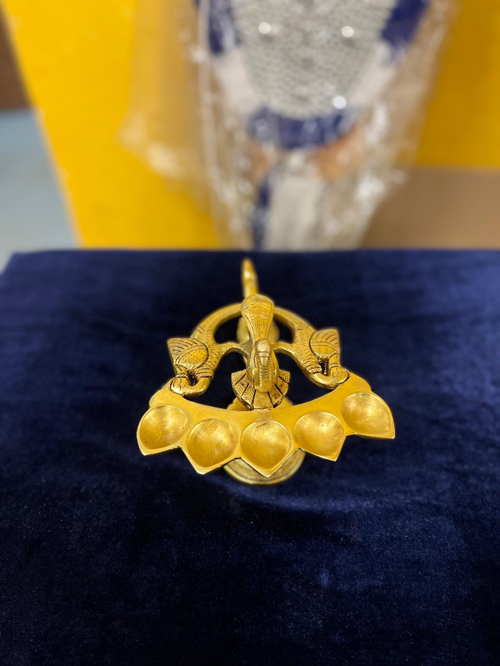 Brass Decorative Diya 5 Wicks – Traditional Panchmukhi Oil Lamp