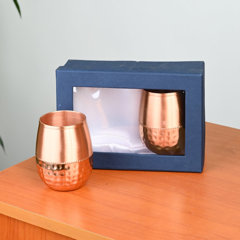 Copper Half Hammered Glass Set of 2 – Drinkware