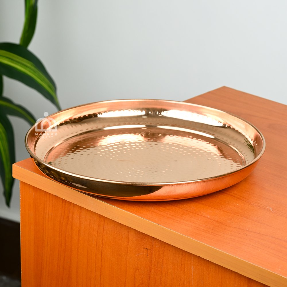 Copper Hammered Plate – Pure Handmade Dining Thali