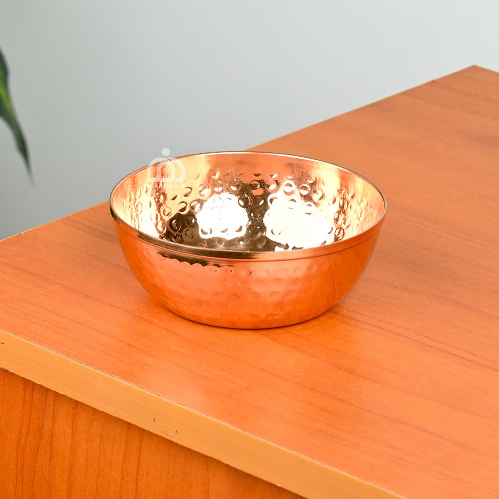 Copper Hammered Bowl – Handcrafted Pure Copper Serveware