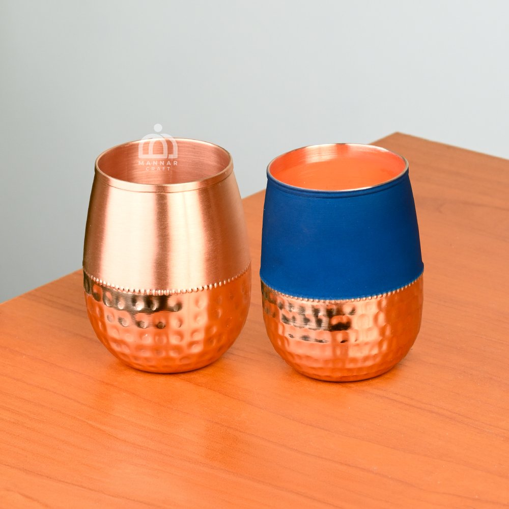 Copper Design Glass Combo – Silk & Hammered Set of 2